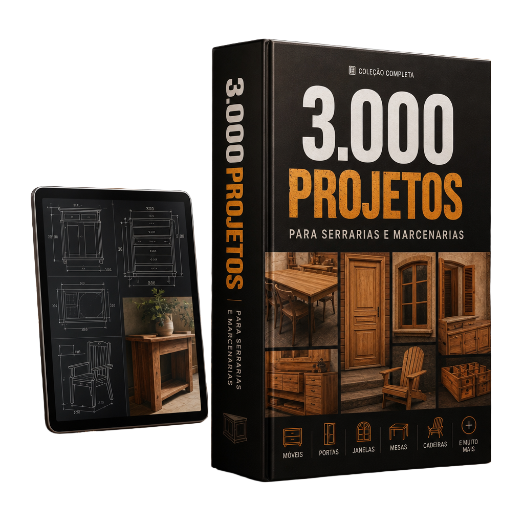Capa do pacote com 3.000 projetos para serrarias e marcenarias